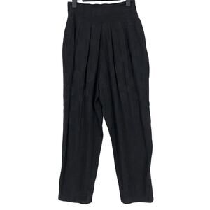 Vintage Baronesa Trousers Pants Satin Women's 4 Black High Rise Elastic Waist